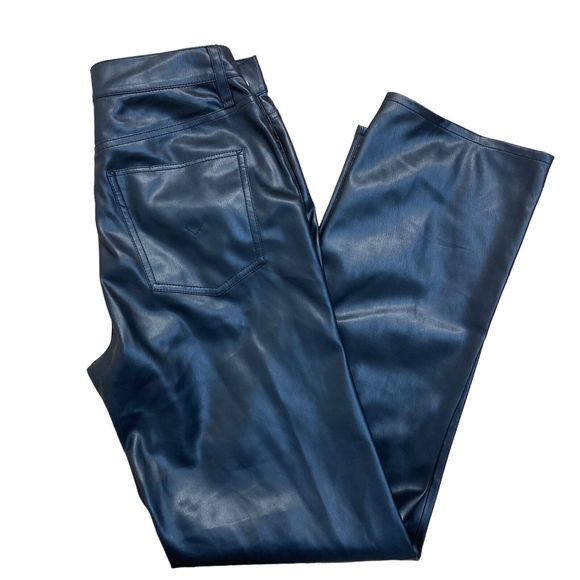 Hudson Women’s 28 Remi Pants Black High Rise Straight Leg Faux Leather NWOT Flaw - Picture 2 of 9